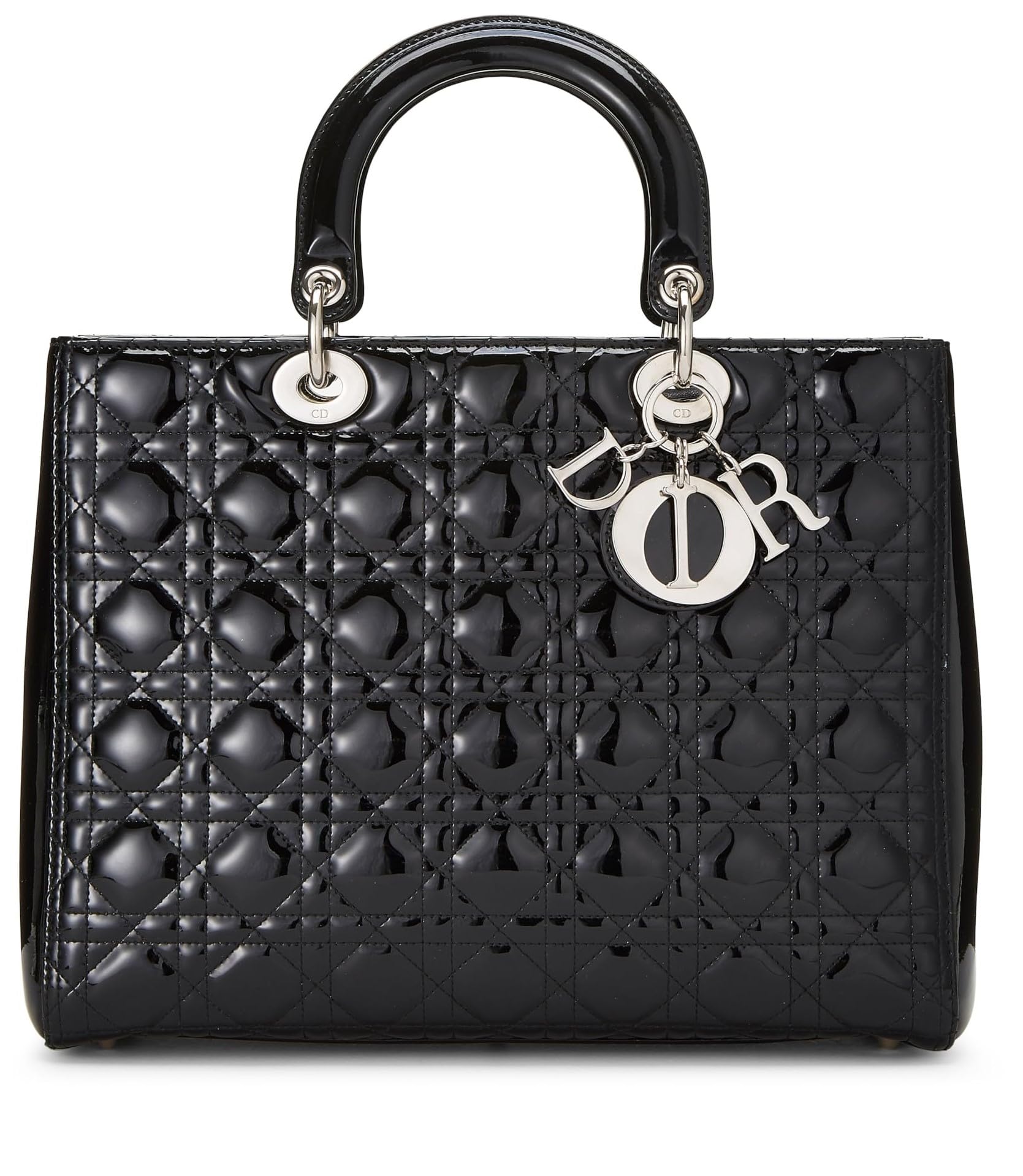 Dior,  Black Cannage Patent Leather Lady Dior Large, Black
