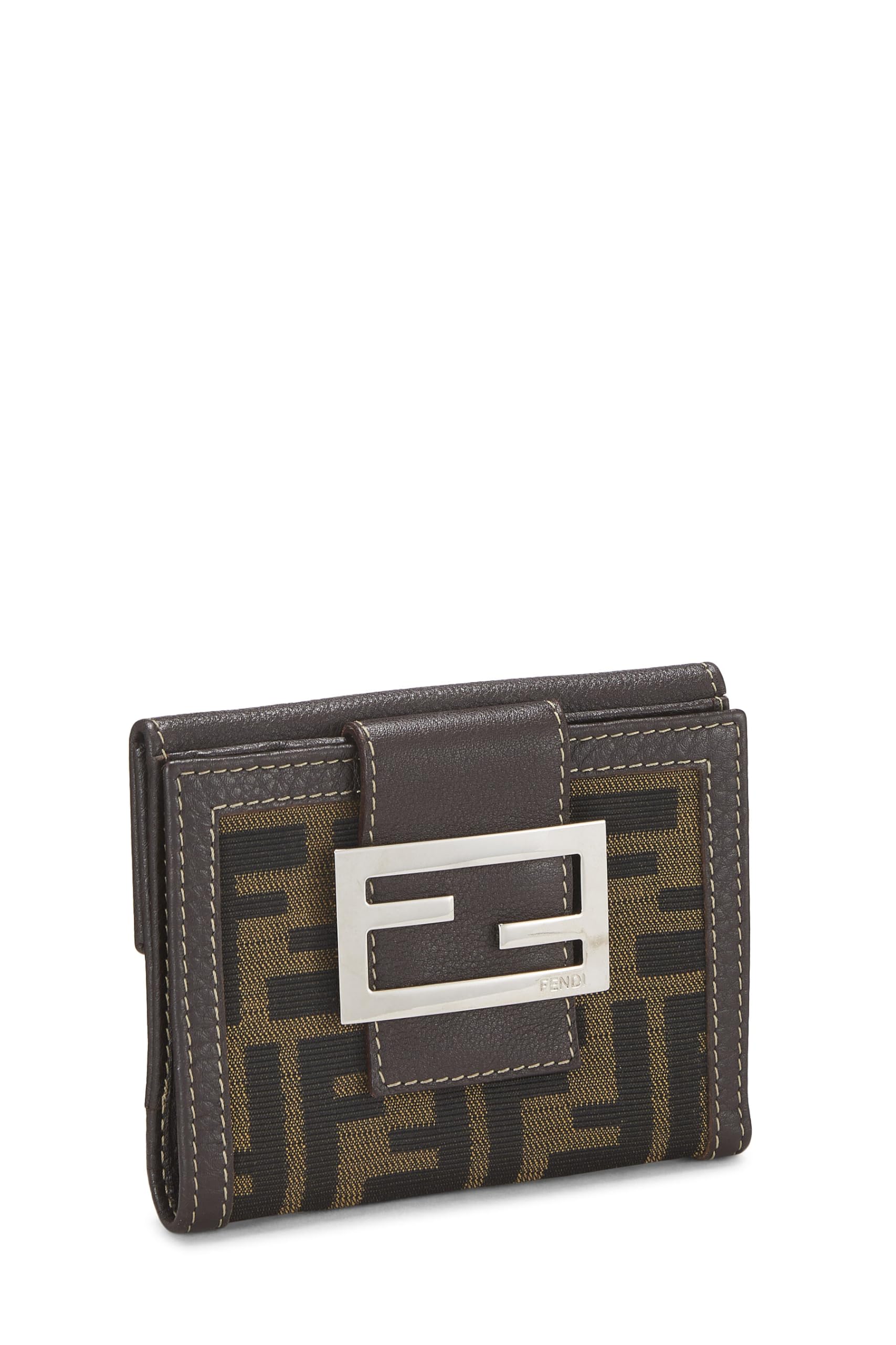 Fendi,  Brown Zucca Canvas Compact Wallet, Brown