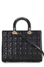 Dior,  Black Cannage Patent Leather Lady Dior Large, Black