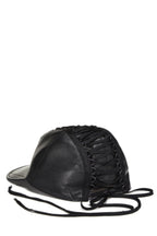 Dior,  Black Leather Lace-up Cap, Black