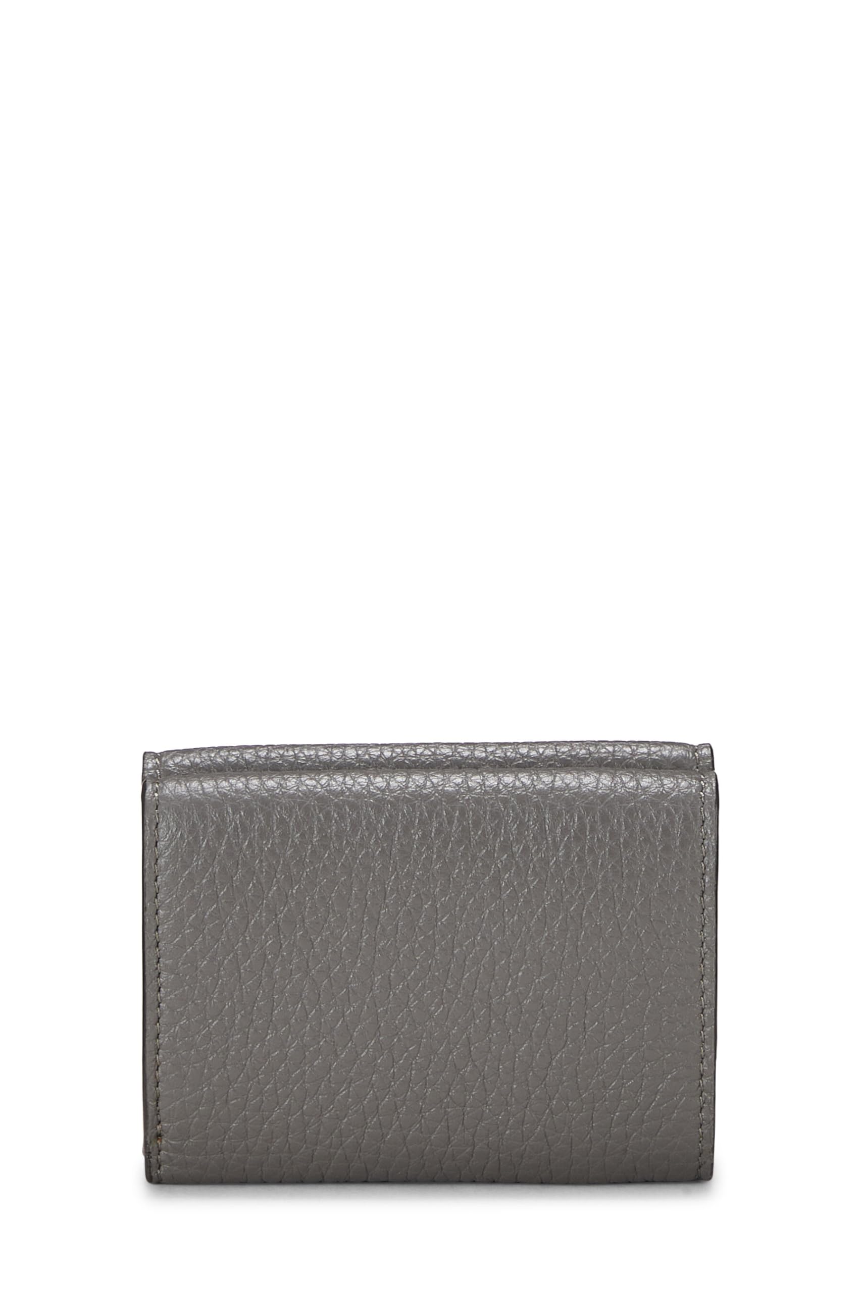 Fendi,  Grey Leather Tri-Fold Wallet, Grey