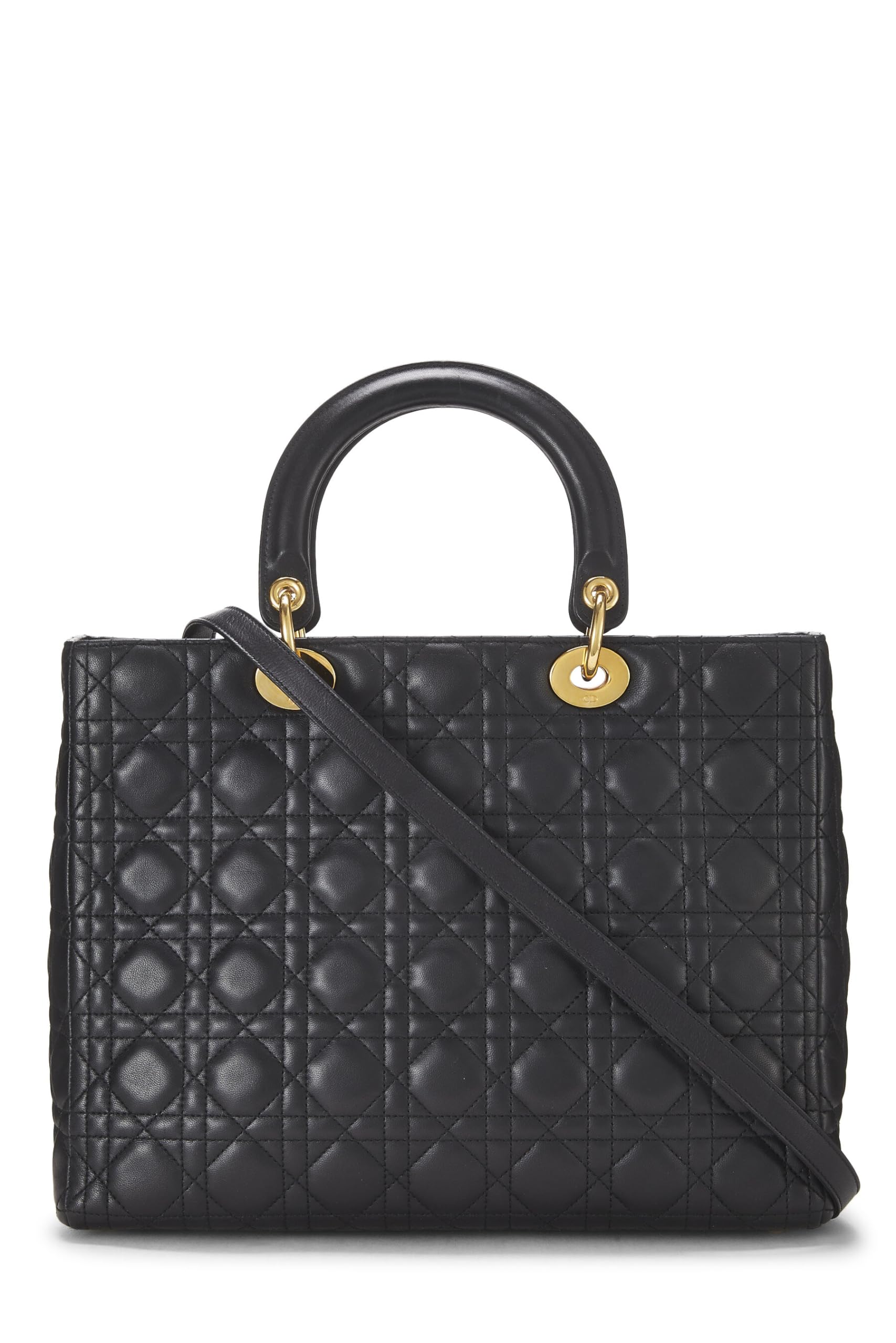 Dior,  Black Cannage Leather Lady Dior Large, Black