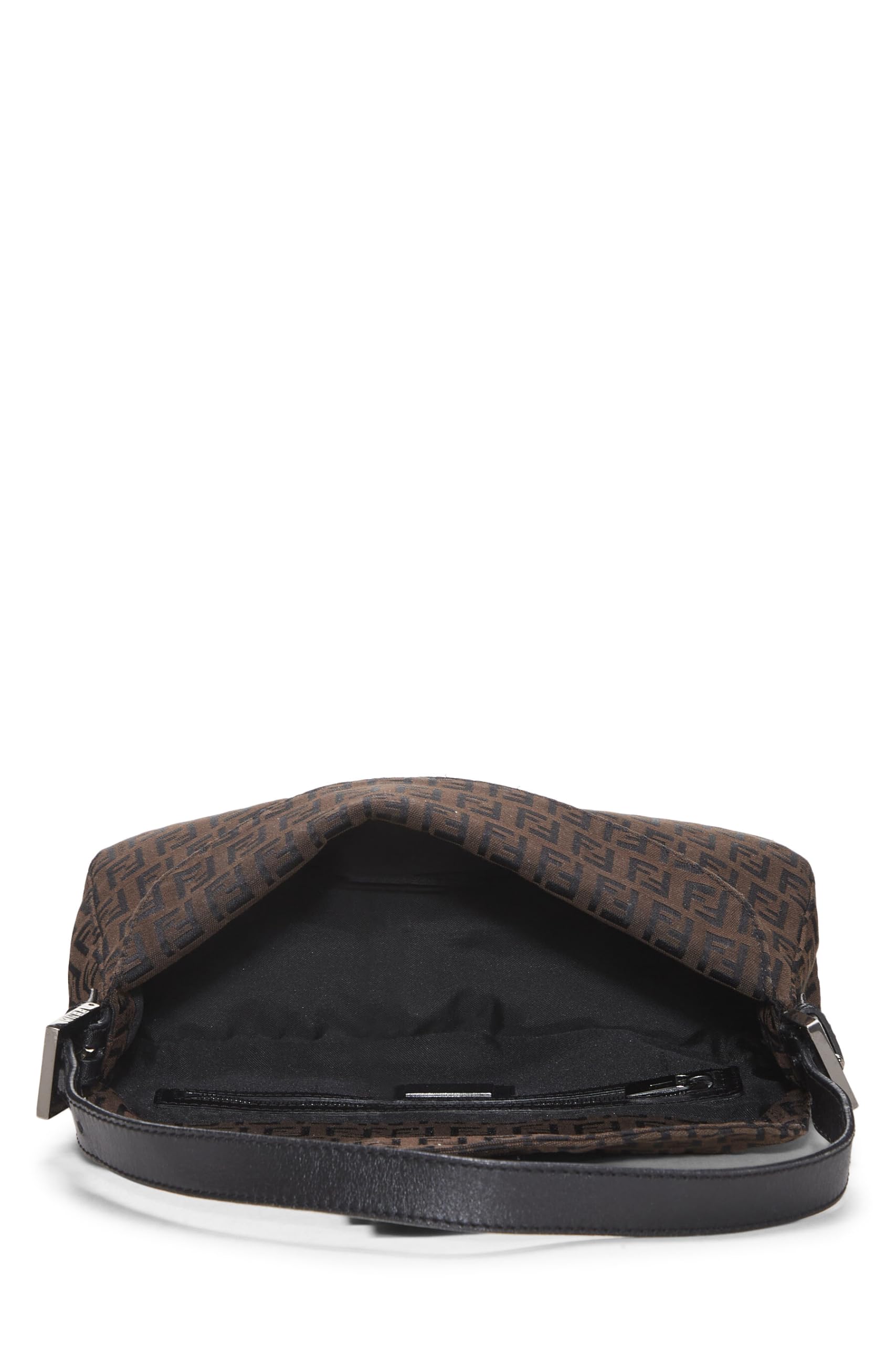 Fendi,  Black Nylon Zucchino Shoulder Bag, Brown