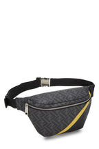 Fendi,  Black Leather & Zucca Coated Canvas Belt Bag, Black