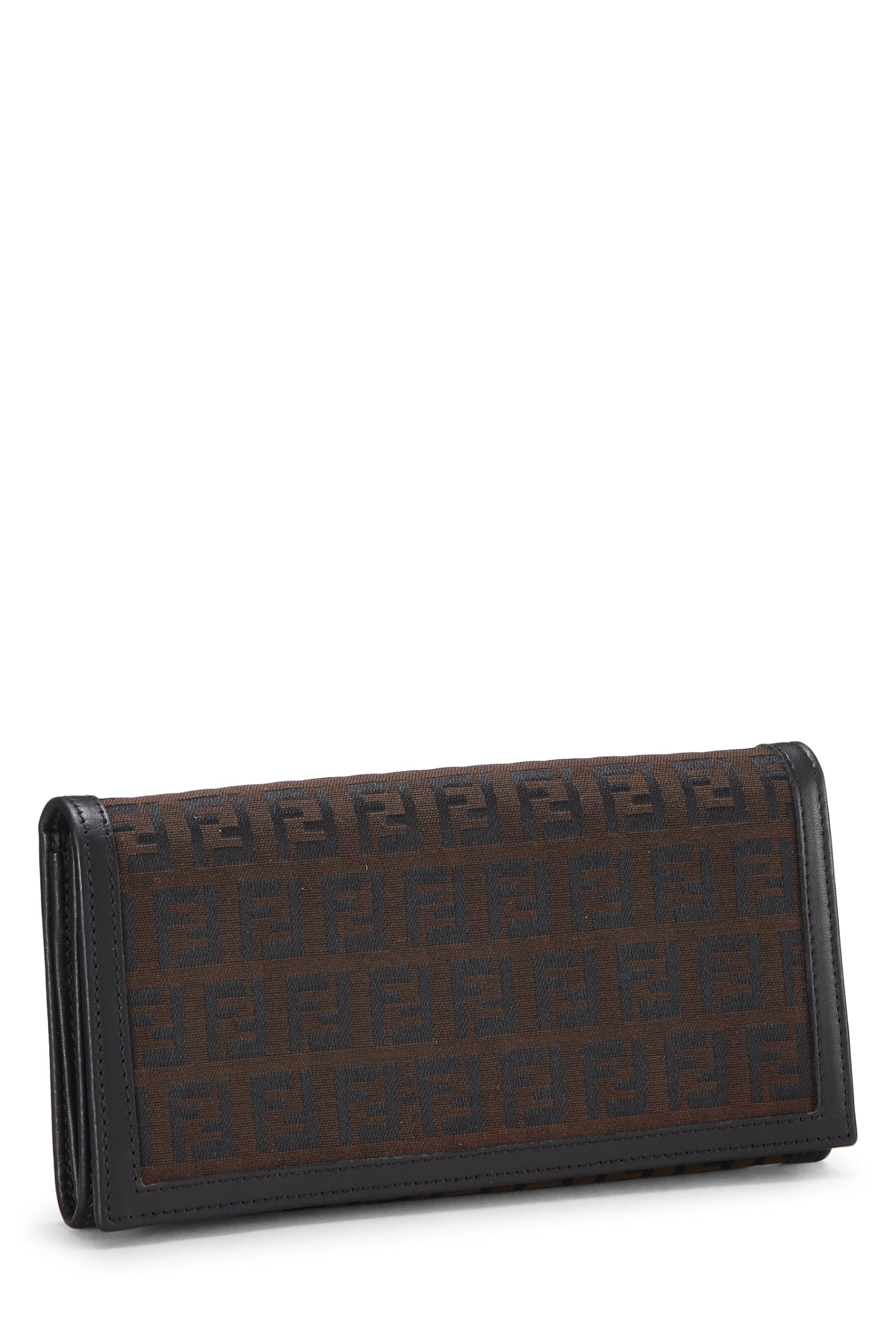 Fendi,  Brown Zucchino Canvas Long Wallet, Brown