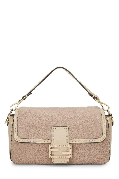 Fendi,  Pink Shearling Baguette Crossbody, Pink