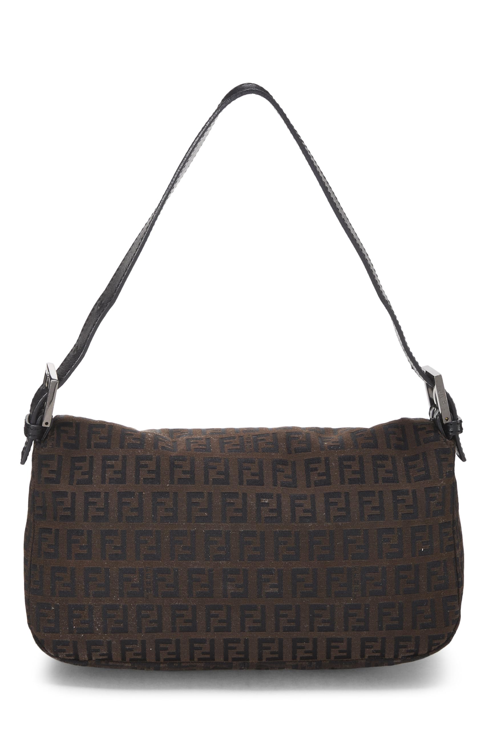 Fendi,  Black Nylon Zucchino Shoulder Bag, Brown
