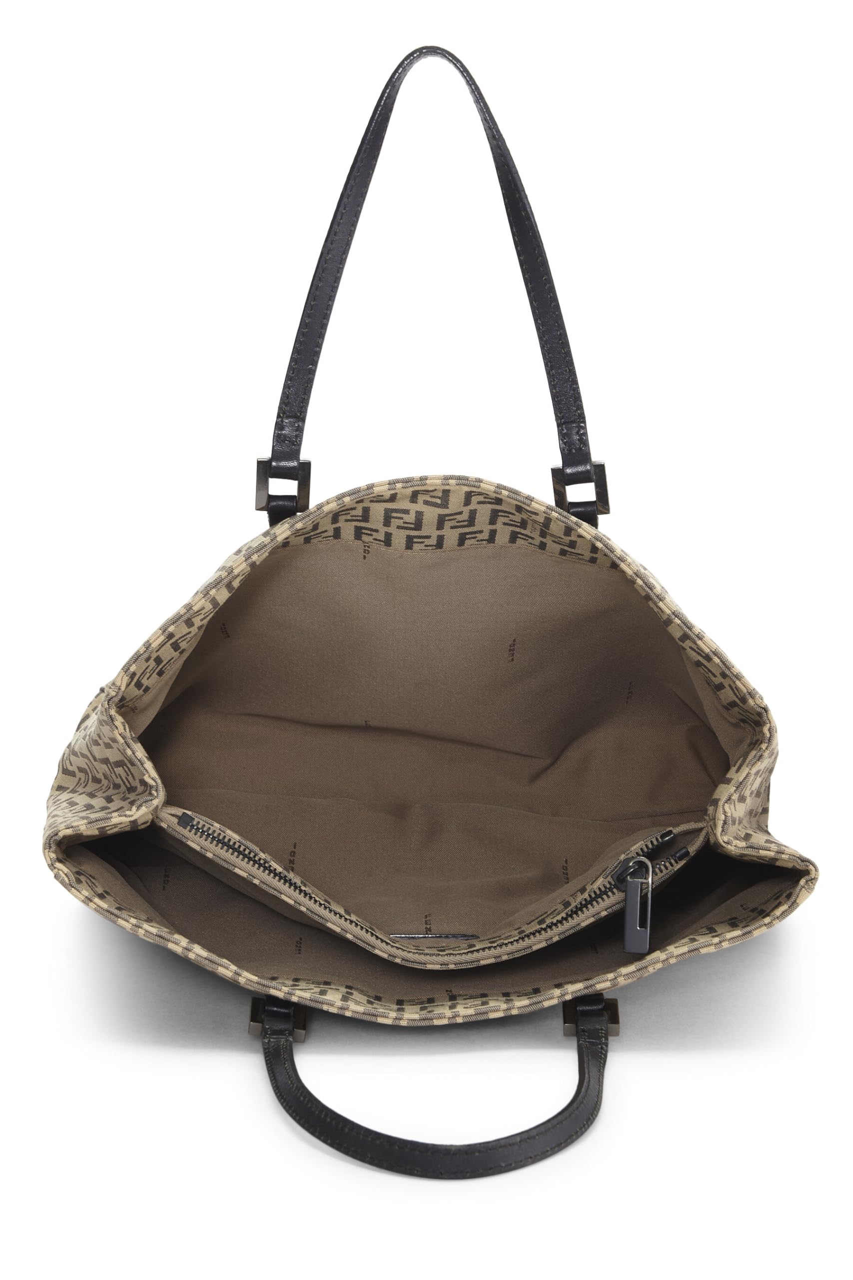 Fendi,  Beige Zucchino Canvas Tote Small, Black