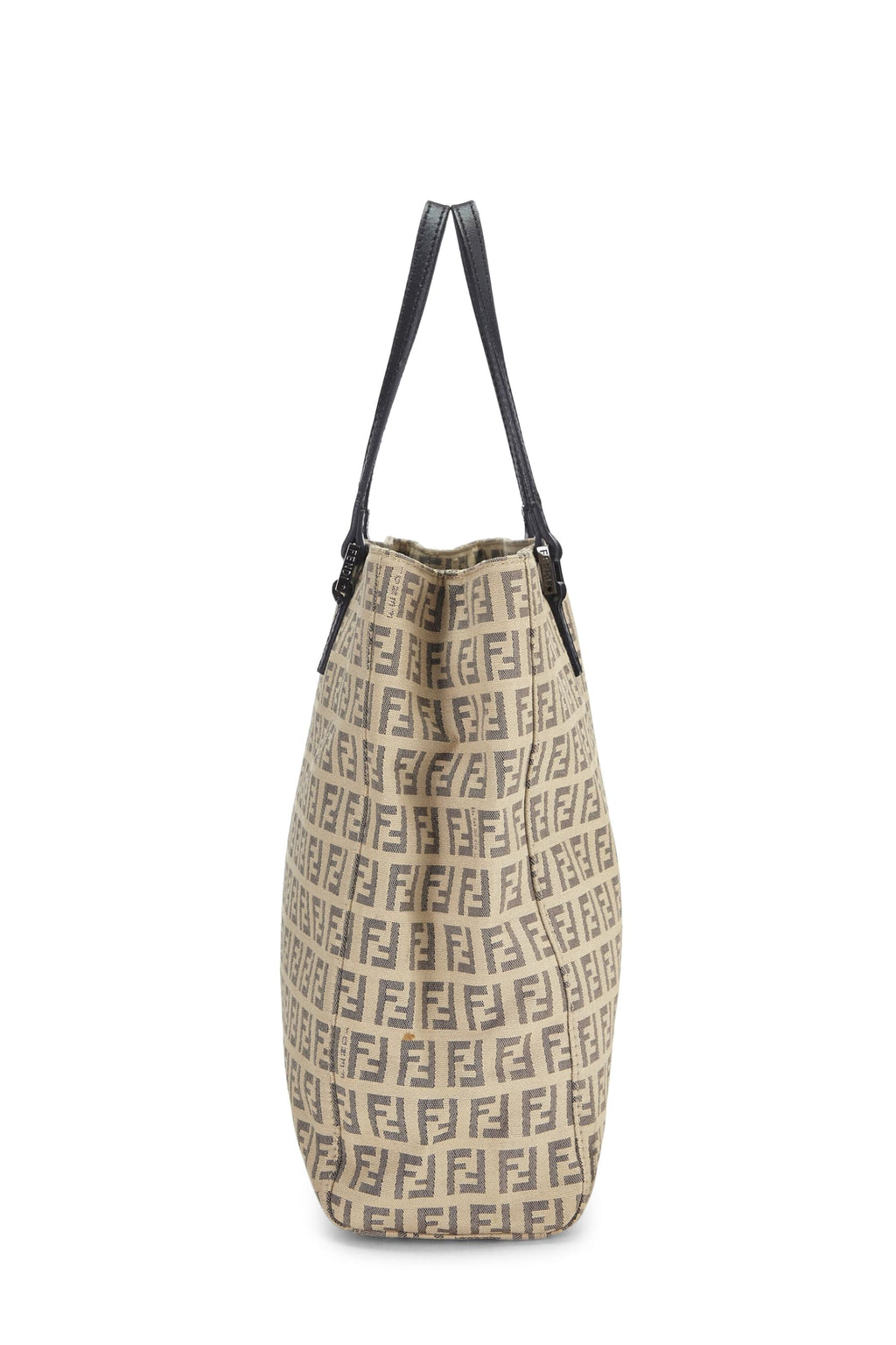 Fendi,  Beige Zucchino Canvas Tote Small, Black