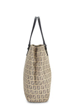 Fendi,  Beige Zucchino Canvas Tote Small, Black