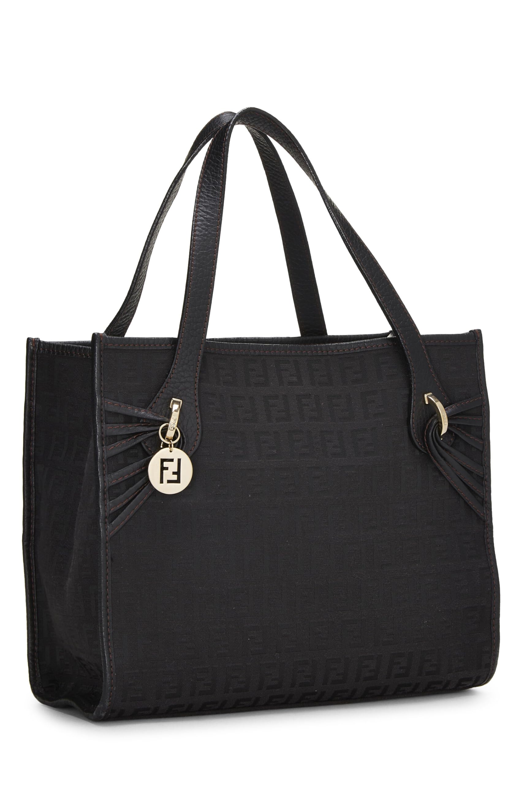 Fendi,  Black Zucchino Canvas Tote Small, Black
