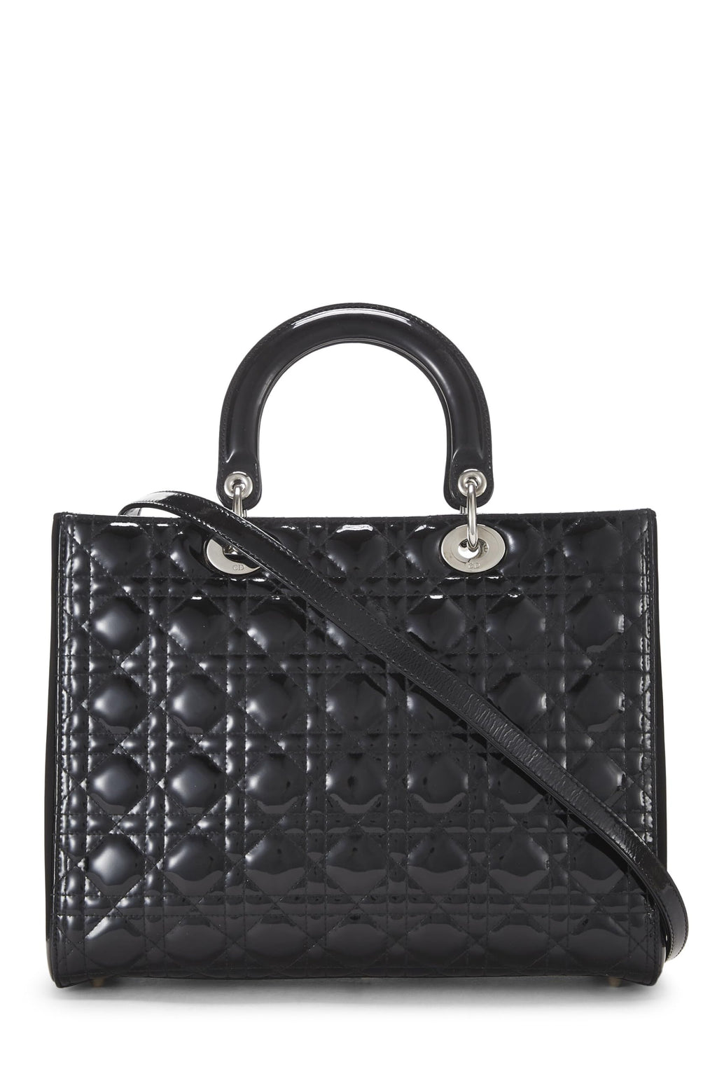 Dior,  Black Cannage Patent Leather Lady Dior Large, Black