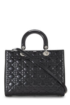 Dior,  Black Cannage Patent Leather Lady Dior Large, Black