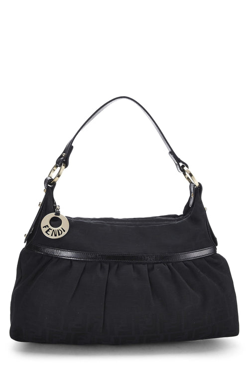 Fendi,  Black Zucca Canvas Chef Hobo, Black