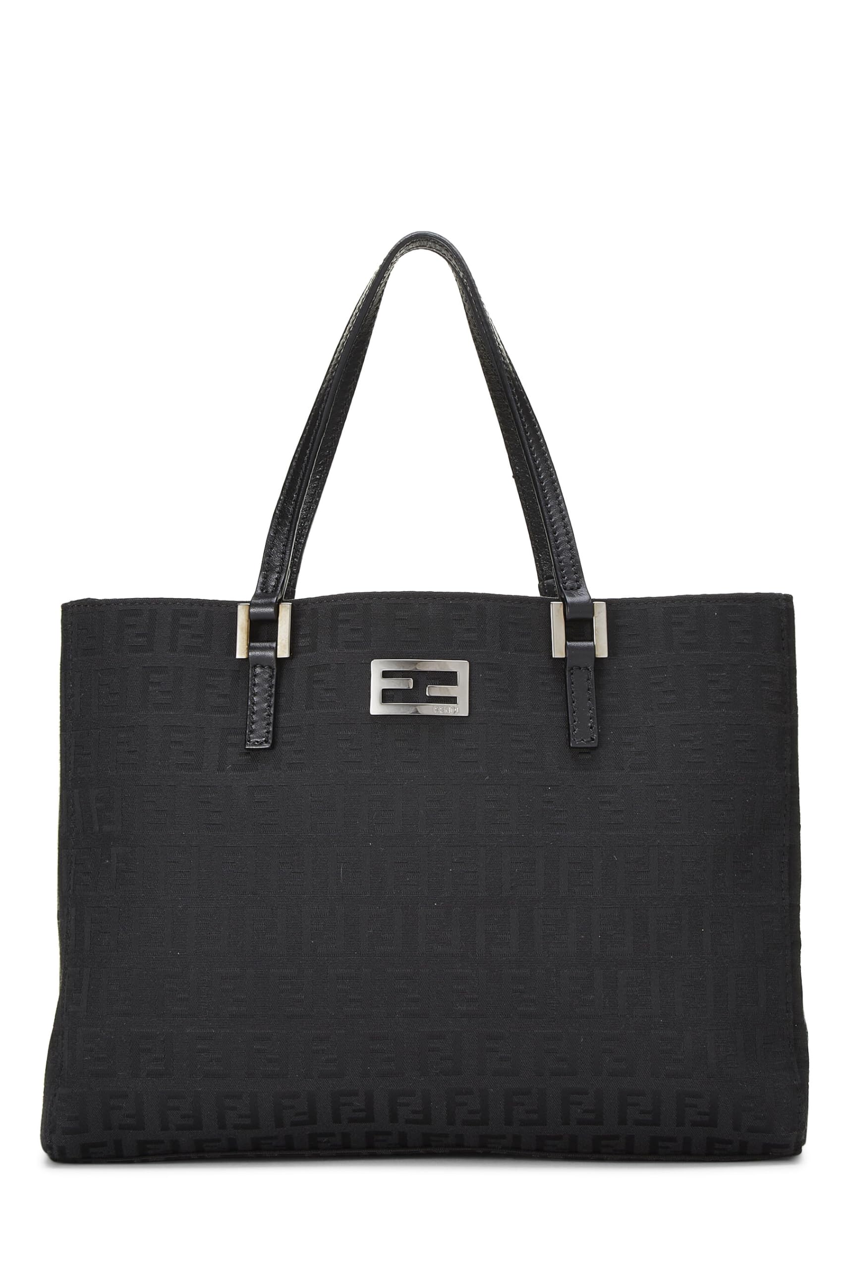Fendi,  Black Zucchino Canvas Tote Small, Black