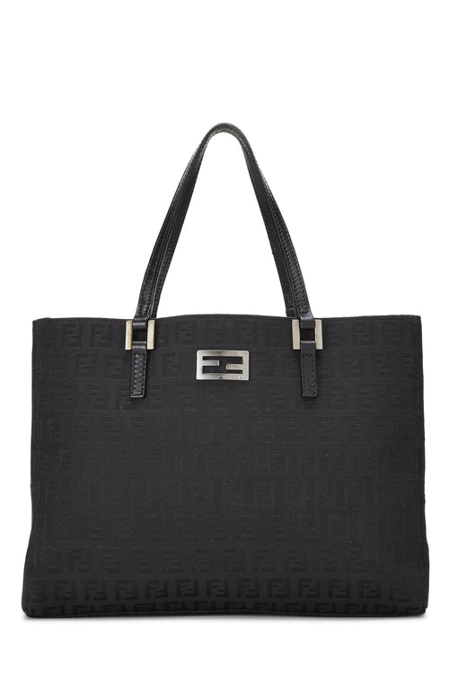 Fendi,  Black Zucchino Canvas Tote Small, Black
