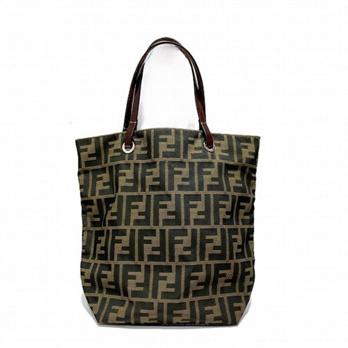 Fendi  Canvas Leather Handbag Tote Bag ()
