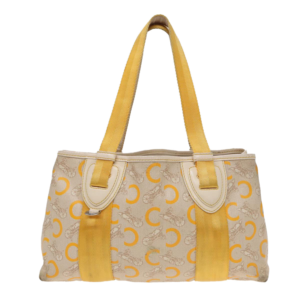 CELINE C Saluki Hand Bag Yellow Beige Auth 72063