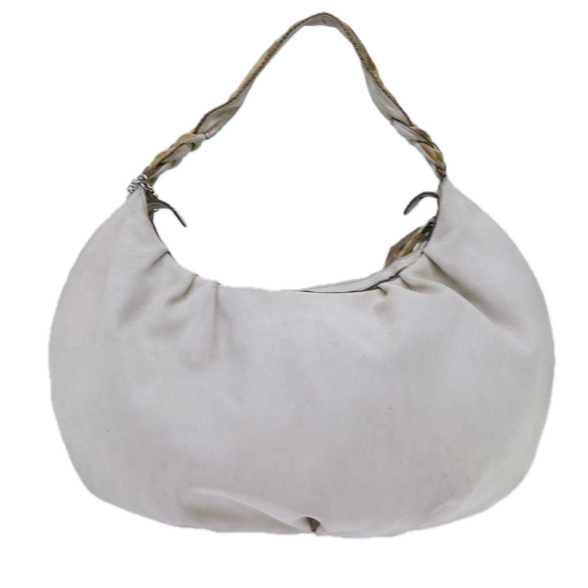 CELINE Shoulder Bag Leather White Auth 72072