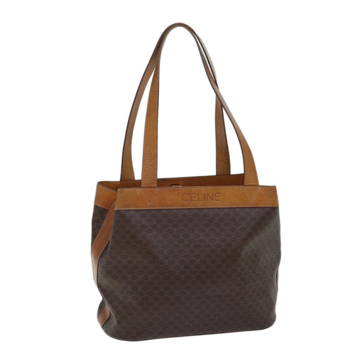CELINE Macadam Canvas Shoulder Bag PVC Brown Auth 72075