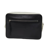 CELINE Clutch Bag Leather Black White Auth 72088