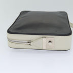 CELINE Clutch Bag Leather Black White Auth 72088