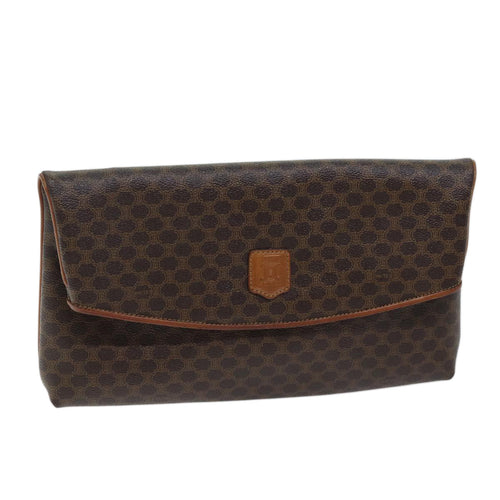 CELINE Macadam Canvas Clutch Bag PVC Brown  72089