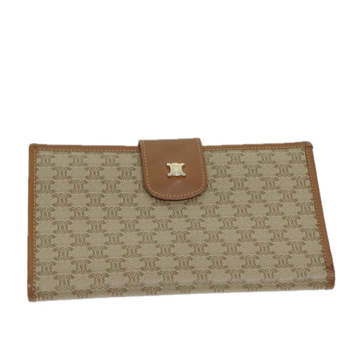 CELINE Macadam Canvas Long Wallet Coated Canvas Beige  72096
