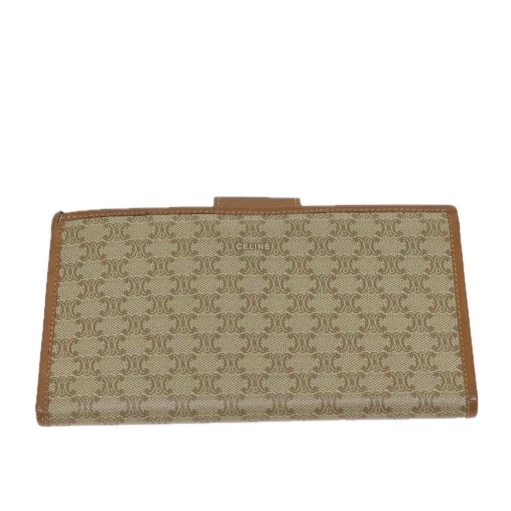 CELINE Macadam Canvas Long Wallet Coated Canvas Beige  72096