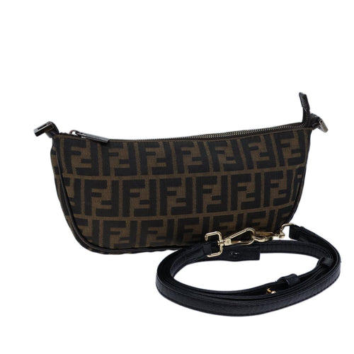 FENDI Zucca Canvas Shoulder Bag Brown Black72107