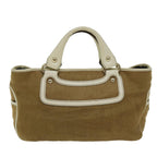 CELINE Hand Bag Canvas Beige Auth 72145