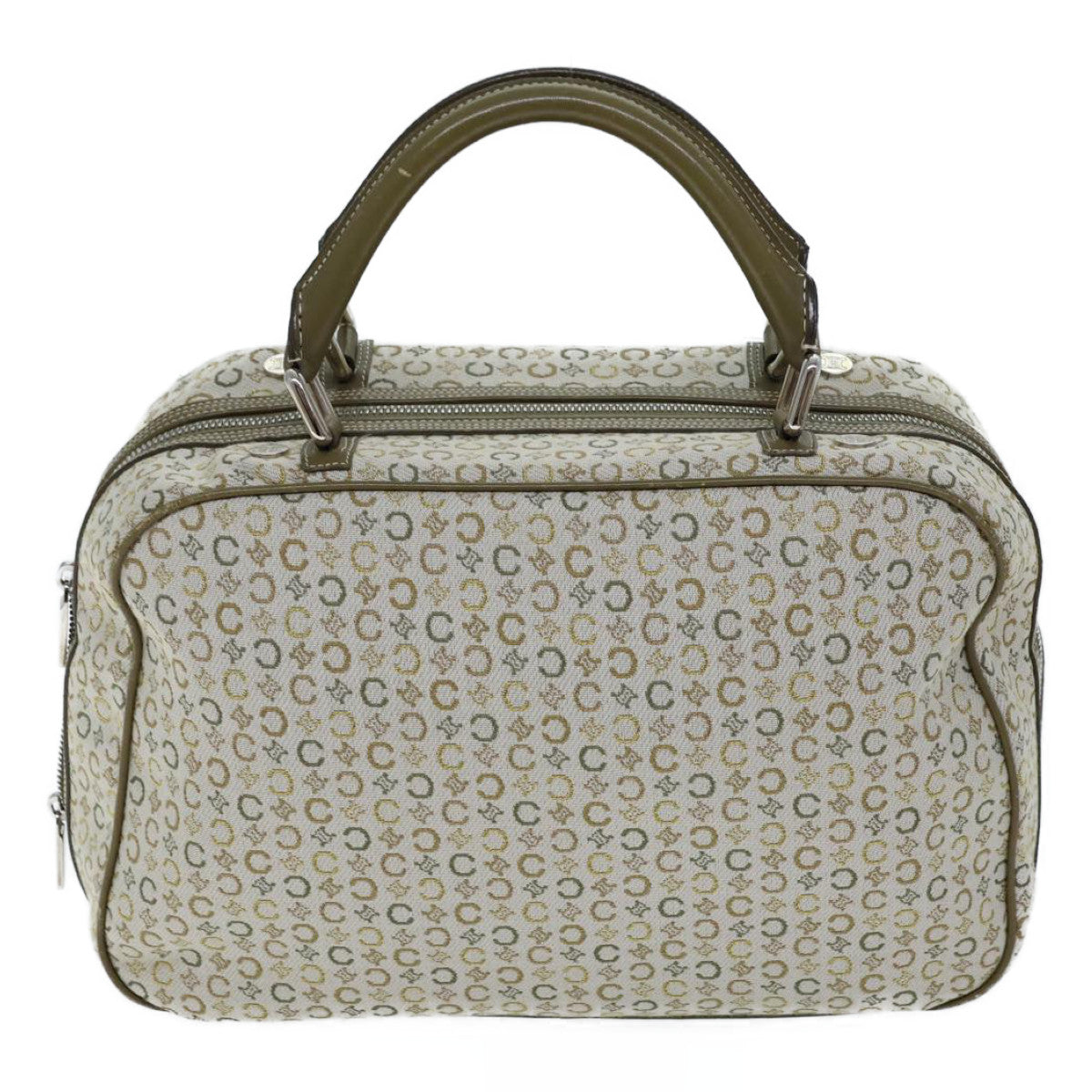 CELINE C Macadam Canvas Hand Bag Khaki Auth 72182