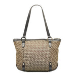 FENDI Zucca Shoulder Bag in Canvas Leather Brown Ladies 8BH196
