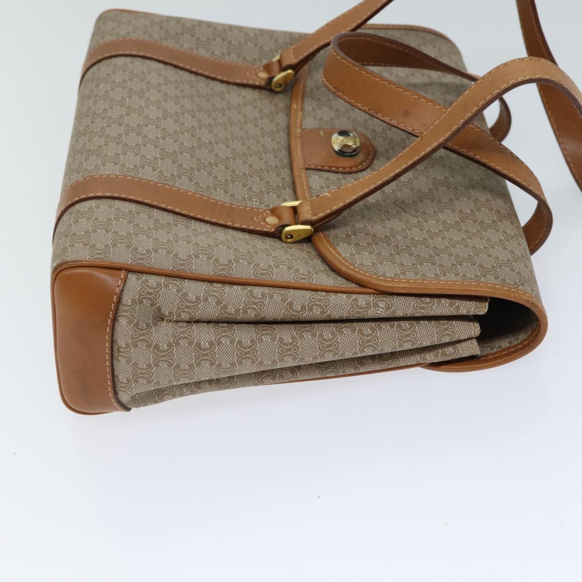 CELINE Macadam Canvas Hand Bag Beige Auth 72344