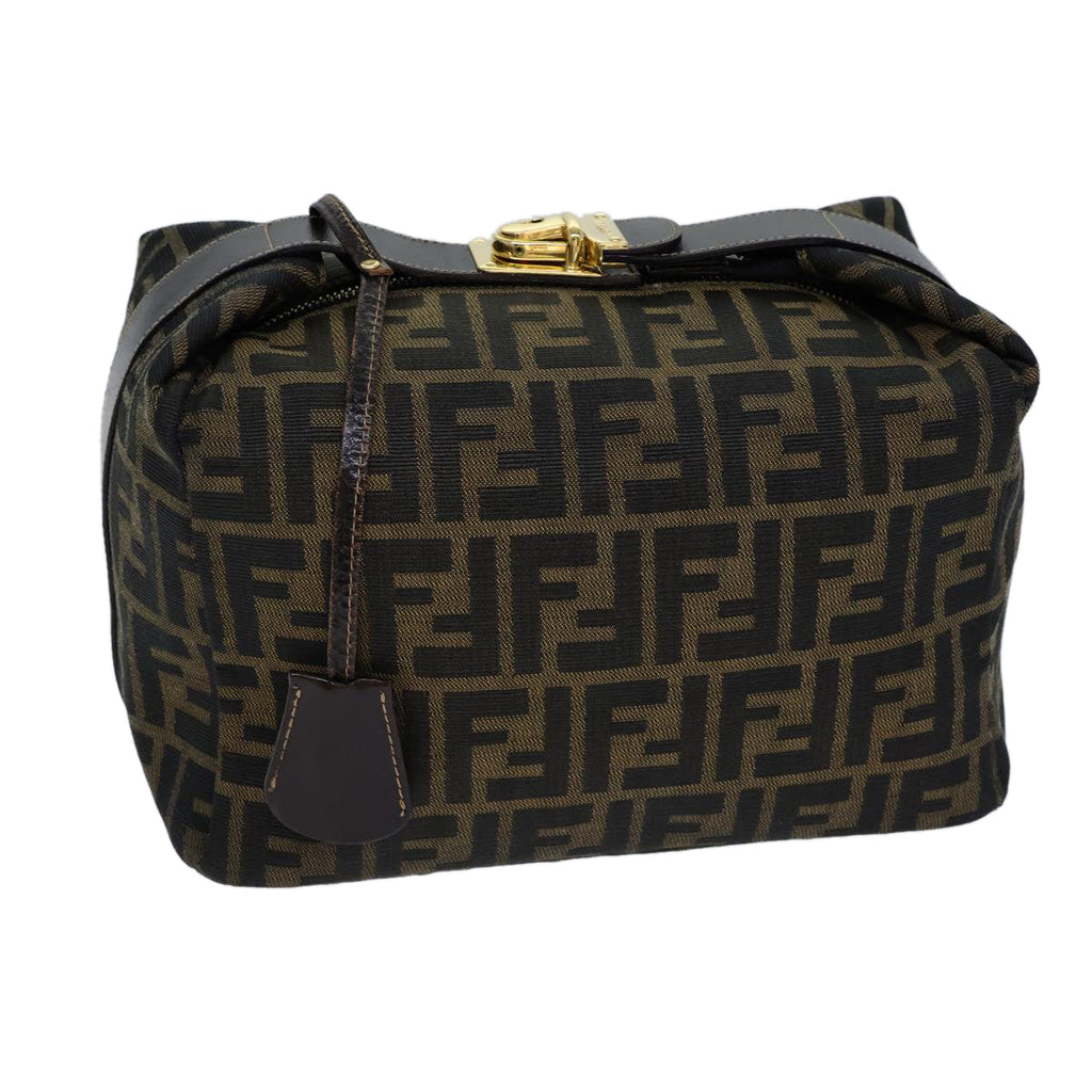 FENDI Zucca Canvas Vanity Cosmetic Pouch Brown Black72408