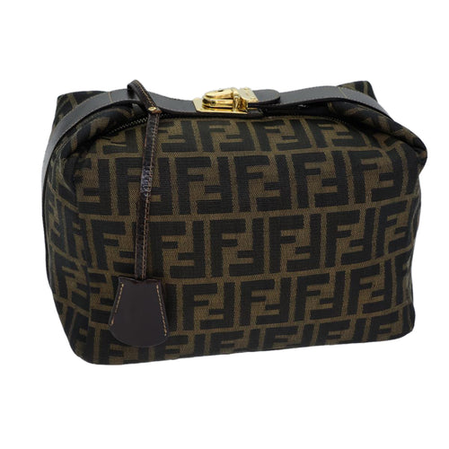FENDI Zucca Canvas Vanity Cosmetic Pouch Brown Black72408