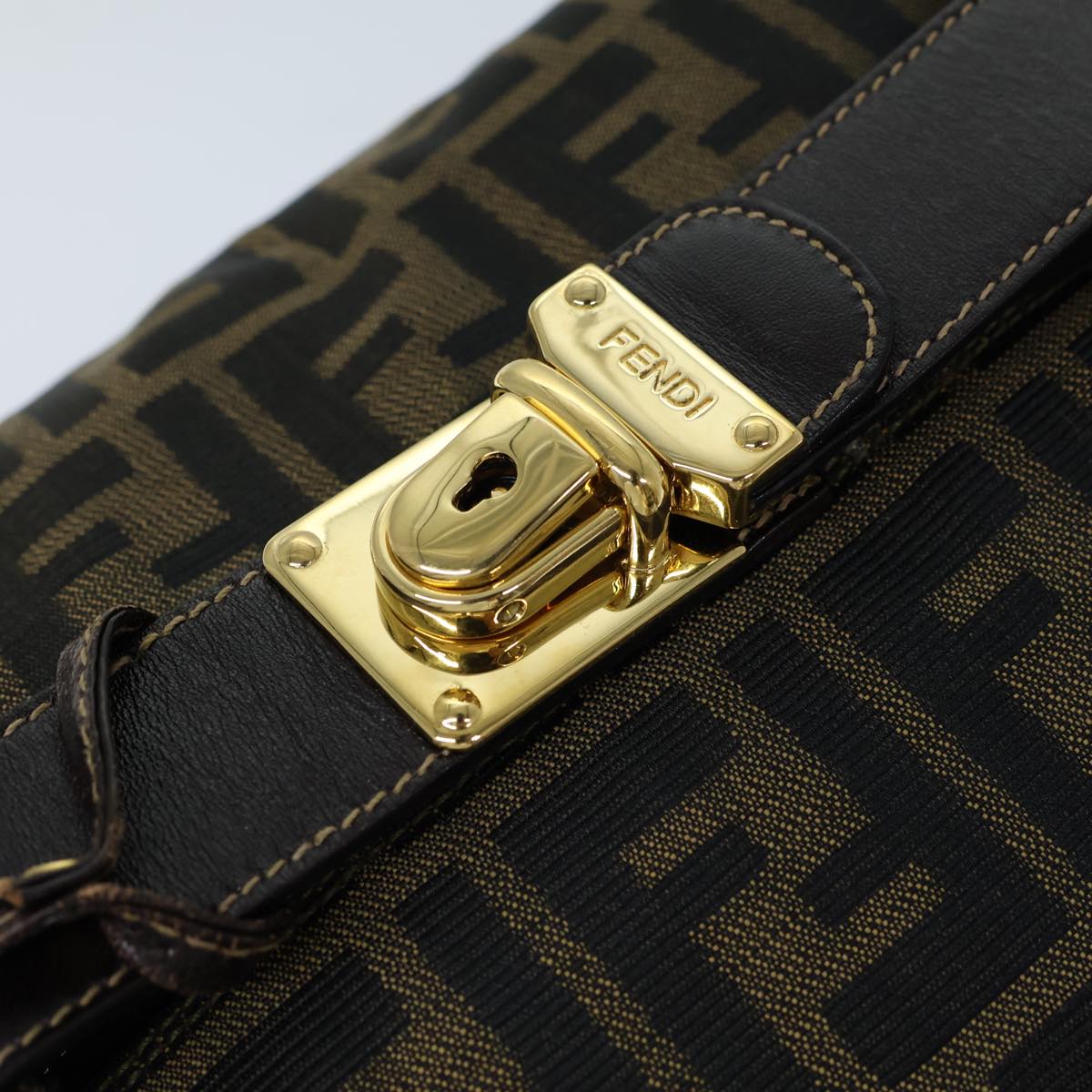 FENDI Zucca Canvas Vanity Cosmetic Pouch Brown Black72408