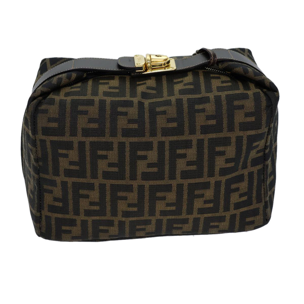 FENDI Zucca Canvas Vanity Cosmetic Pouch Brown Black72408