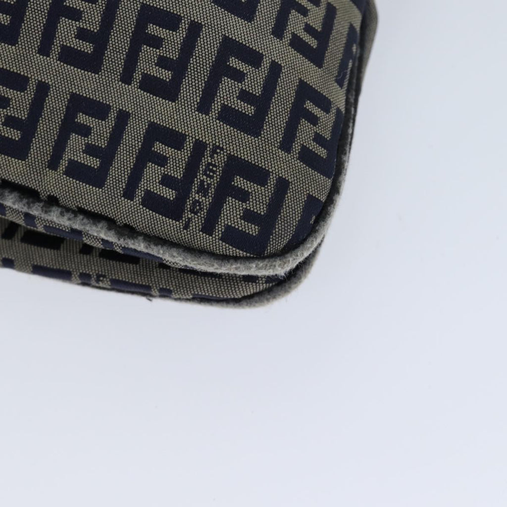 FENDI Zucchino Canvas Mamma Baguette Shoulder Bag Navy72416