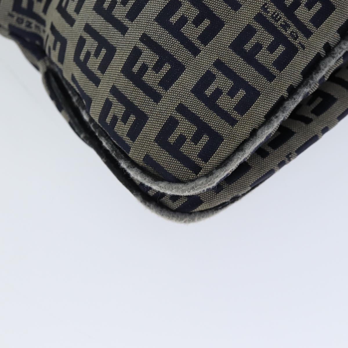 FENDI Zucchino Canvas Mamma Baguette Shoulder Bag Navy72416