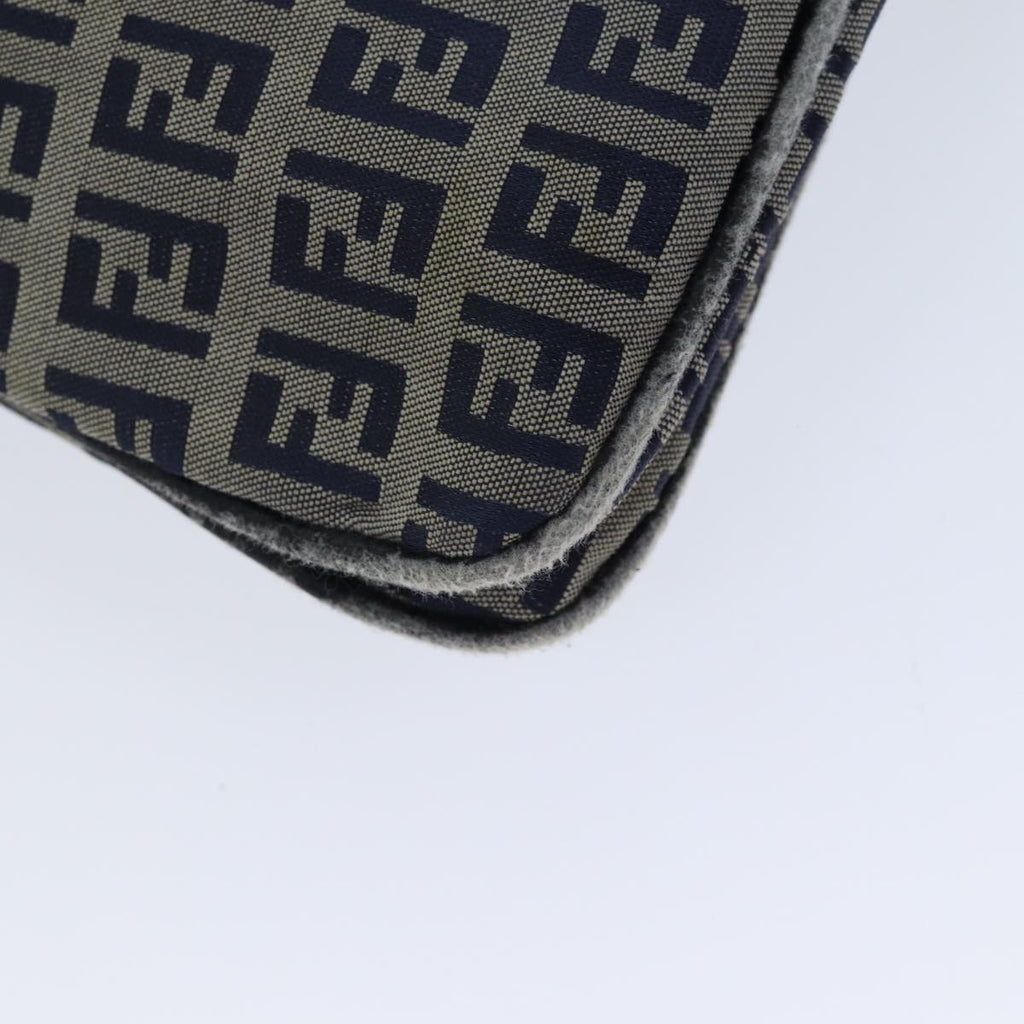 FENDI Zucchino Canvas Mamma Baguette Shoulder Bag Navy72416