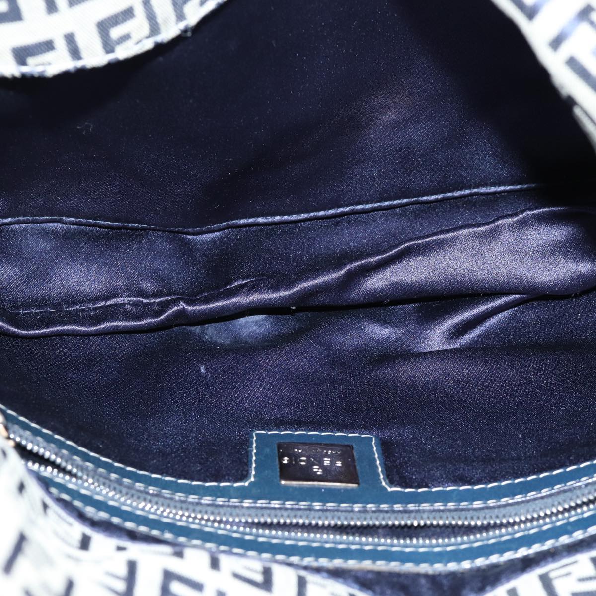 FENDI Zucchino Canvas Mamma Baguette Shoulder Bag Navy72416