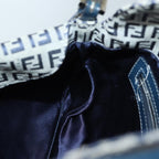 FENDI Zucchino Canvas Mamma Baguette Shoulder Bag Navy72416