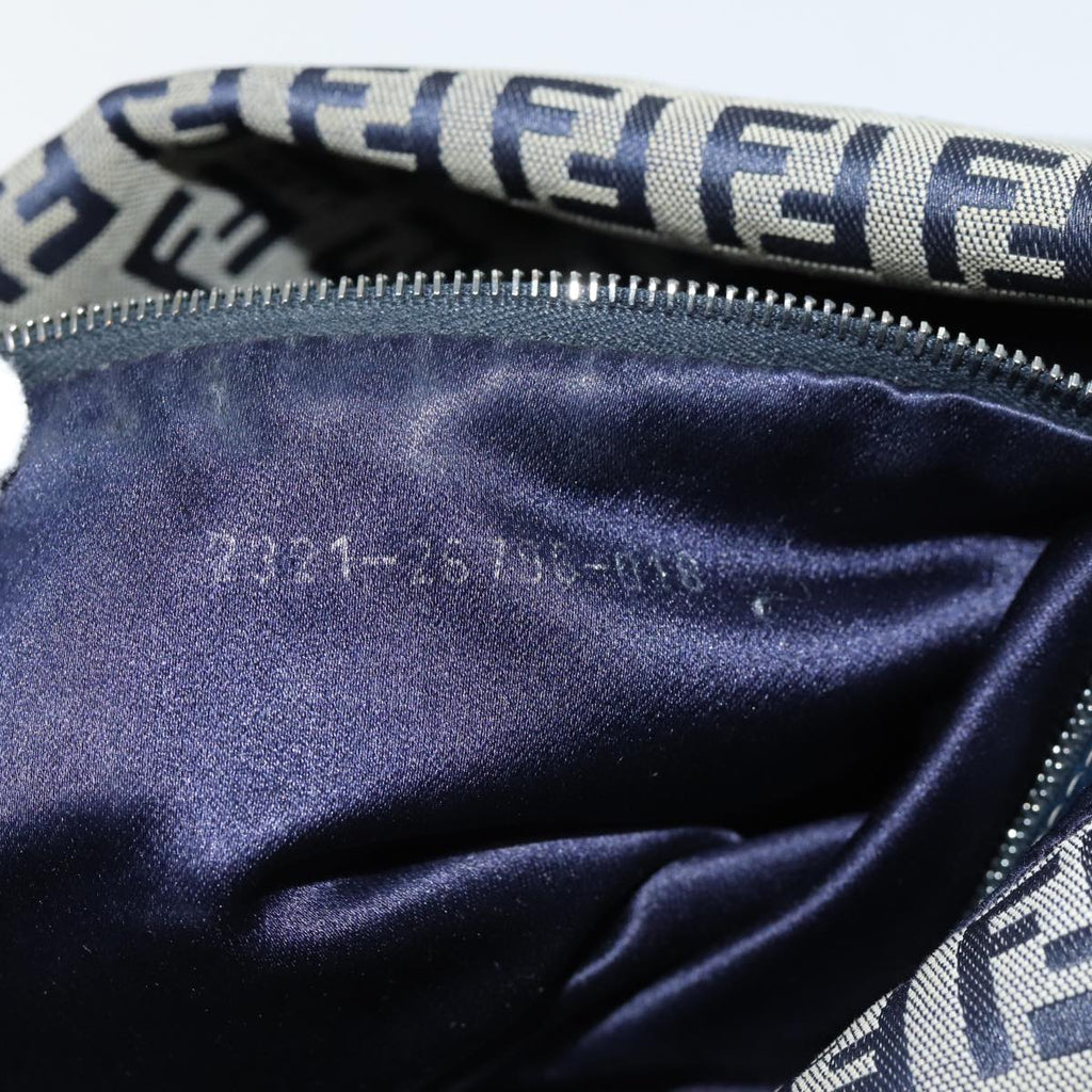 FENDI Zucchino Canvas Mamma Baguette Shoulder Bag Navy72416