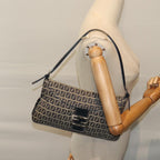 FENDI Zucchino Canvas Mamma Baguette Shoulder Bag Navy72416
