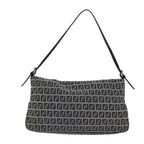 FENDI Zucchino Canvas Mamma Baguette Shoulder Bag Navy72416