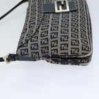 FENDI Zucchino Canvas Mamma Baguette Shoulder Bag Navy72416