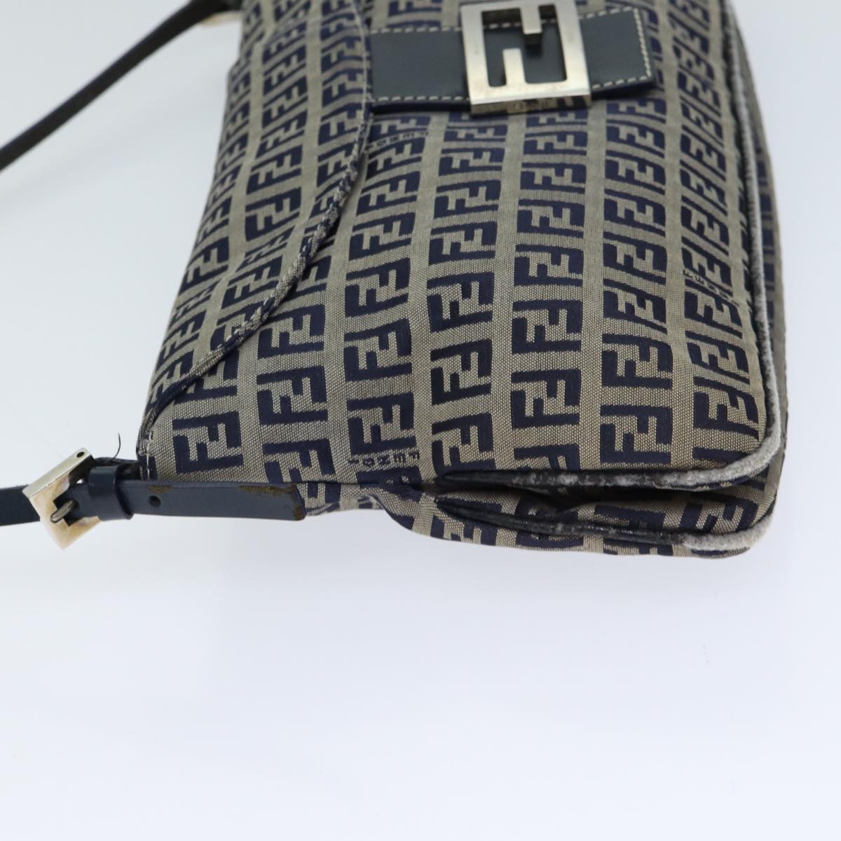 FENDI Zucchino Canvas Mamma Baguette Shoulder Bag Navy72416