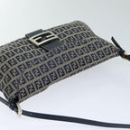 FENDI Zucchino Canvas Mamma Baguette Shoulder Bag Navy72416