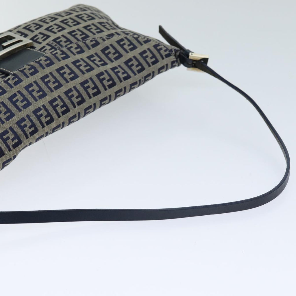 FENDI Zucchino Canvas Mamma Baguette Shoulder Bag Navy72416